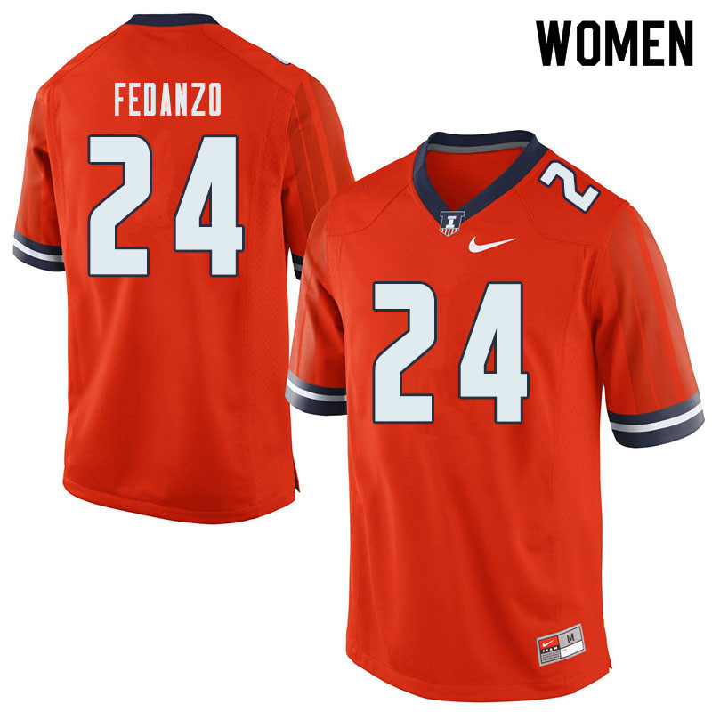 Women #24 Nick Fedanzo Illinois Fighting Illini College Football Jerseys Sale-Orange